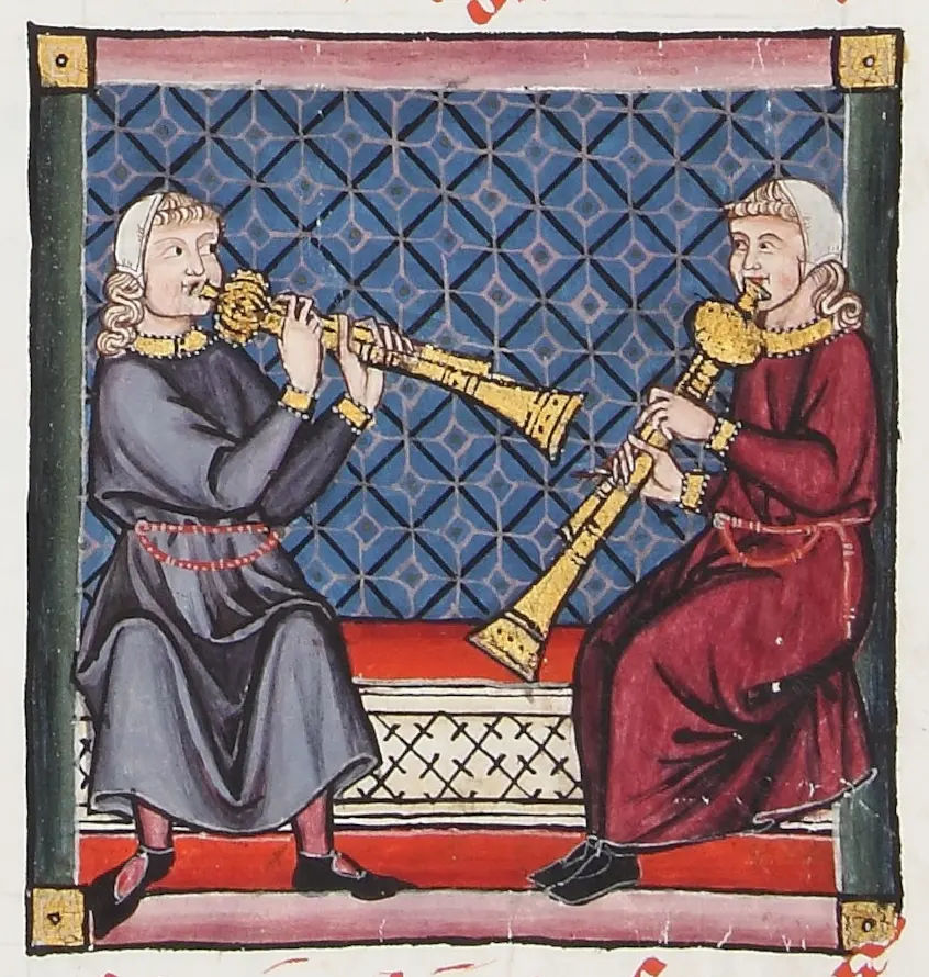 Zwei Musiker mit Blasinstrumenten