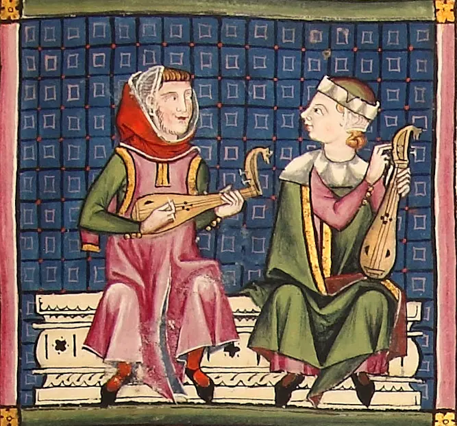 Zwei Musiker mit Zupfinstrumenten